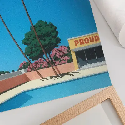 Impression sur toile ciel bleu avec palmiers et piscine de style moderne