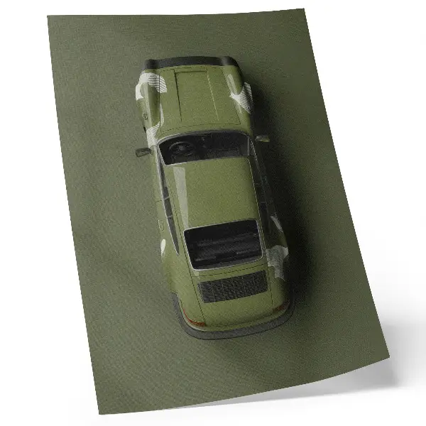 Affiche décorative voiture verte élégante au style minimaliste