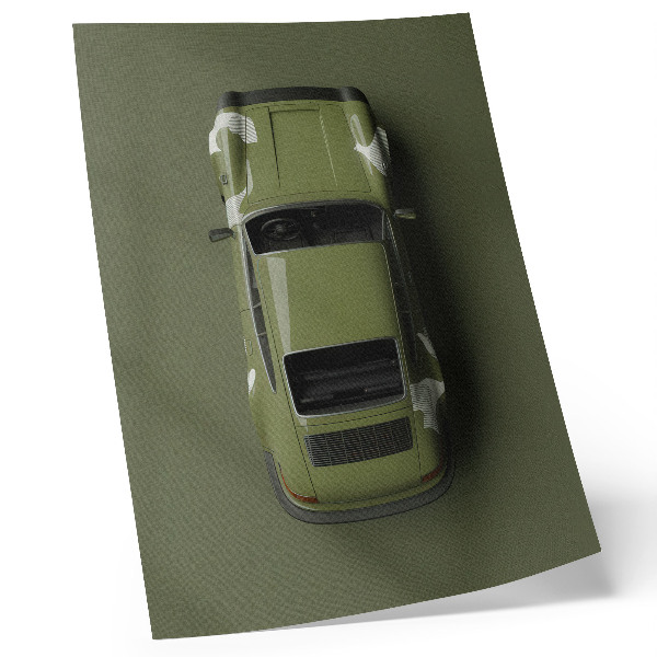 Affiche décorative voiture verte élégante, minimalisme, simplicité