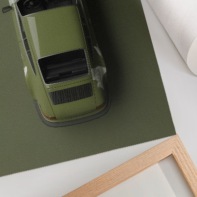 Affiche décorative voiture verte élégante, minimalisme, simplicité