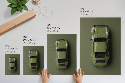 Affiche décorative voiture verte élégante, minimalisme, simplicité