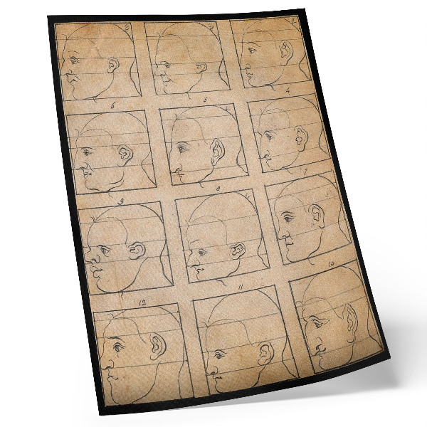 Décoration murale Douze profils humains en contour - dessin d'Albert Dürer, vers 1794