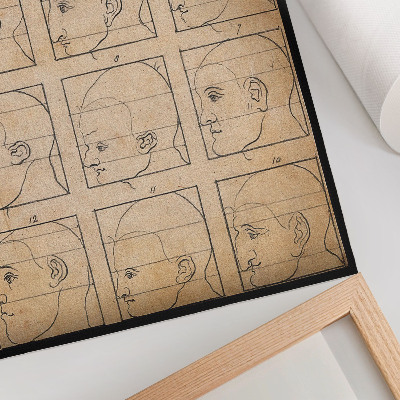 Décoration murale Douze profils humains en contour - dessin d'Albert Dürer, vers 1794