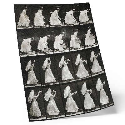 Affiche décorative Femme soulevant un panier et agitant un mouchoir (1887) – photographie d'Eadweard Muybridge