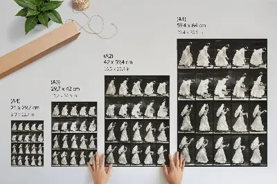 Affiche décorative femme soulevant un panier et agitant un mouchoir (1887) par Eadweard Muybridge