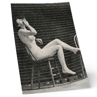 Décoration murale Femme nue assise sur une chaise fumant une cigarette, Eadweard Muybridge
