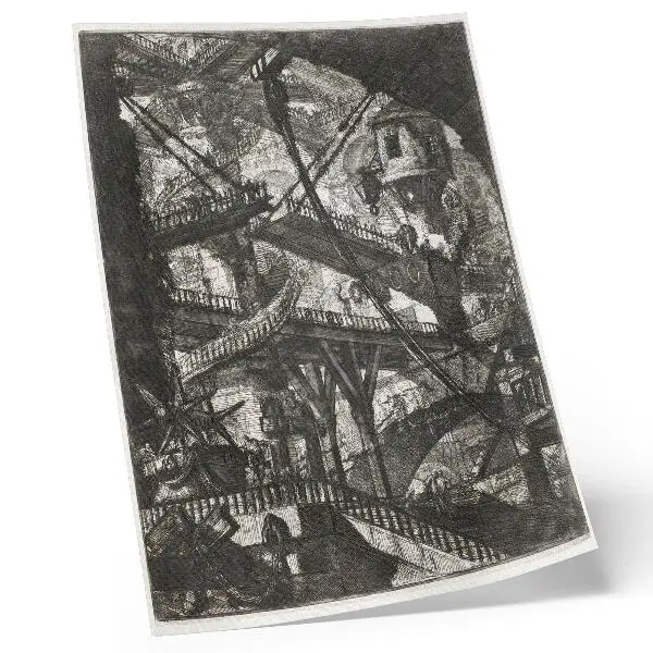 Impression sur toile Pont-levis, planche VII de la série Carceri d'Invenzione de Giovanni Battista Piranesi