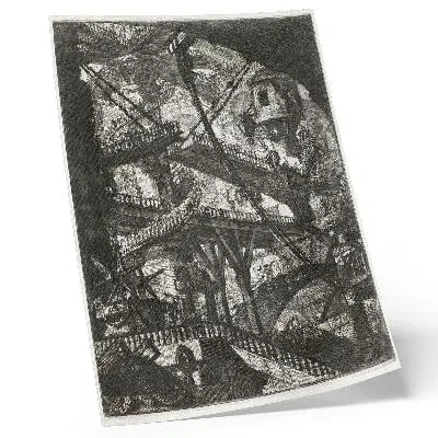 Impression sur toile Pont-levis, planche VII de la série Carceri d'Invenzione de Giovanni Battista Piranesi