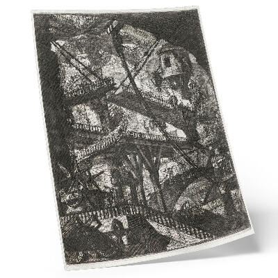 Impression sur toile Pont-levis, planche VII de la série Carceri d'Invenzione, Giovanni Battista Piranesi
