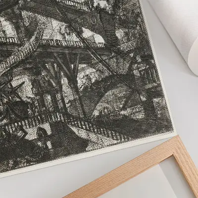 Impression sur toile Pont-levis, planche VII de la série Carceri d'Invenzione de Giovanni Battista Piranesi