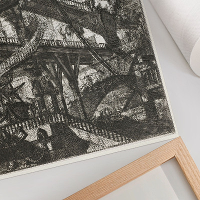 Impression sur toile Pont-levis, planche VII de la série Carceri d'Invenzione, Giovanni Battista Piranesi
