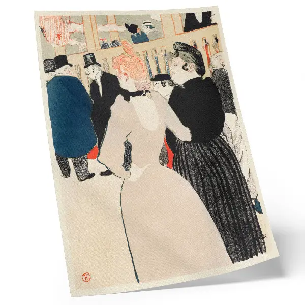 Impression sur toile représentant l'œuvre Au Moulin Rouge, La Goulue et sa sœur (1892) d'Henri de Toulouse-Lautrec en haute résolution