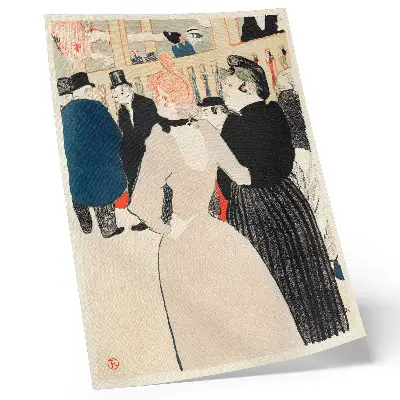 Impression sur toile représentant l'œuvre Au Moulin Rouge, La Goulue et sa sœur (1892) d'Henri de Toulouse-Lautrec en haute résolution