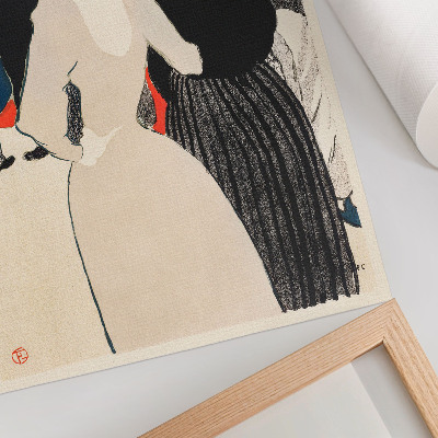 Impression sur toile Au Moulin Rouge, La Goulue et sa sœur (1892), estampe haute résolution d'Henri de Toulouse-Lautrec