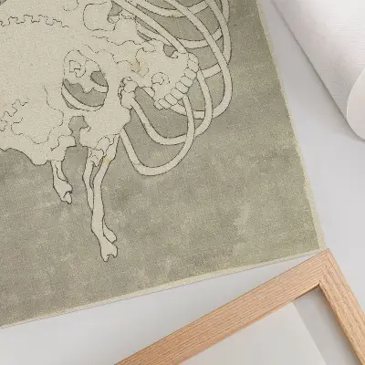 Affiche décorative crâne d'Hokusai représentant une cage thoracique macabre d'après une peinture originale du Rijksmuseum