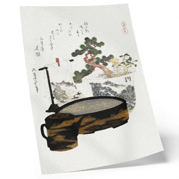 Décoration murale Table à thé de Katsushiki Hokusai (1822) – estampe japonaise d'époque