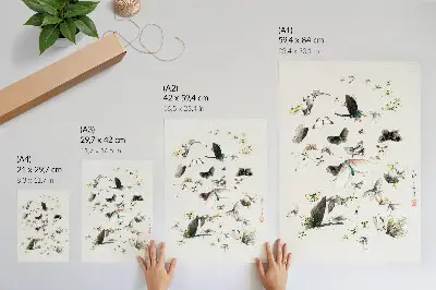 Décoration murale représentant des papillons et des mites d'Hokusai (1830-1850)