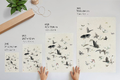 Affiche décorative Papillons et mites d'Hokusai
