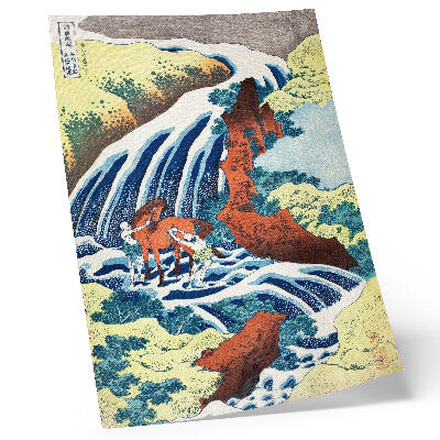 Impression sur toile Estampe japonaise ancienne sur bois d'Hokusai représentant les chutes Yoshitsune à Yoshino, province d'Izumi (1833-1834)