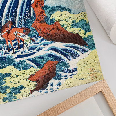 Impression sur toile Estampe japonaise ancienne sur bois d'Hokusai représentant les chutes Yoshitsune à Yoshino, province d'Izumi (1833-1834)