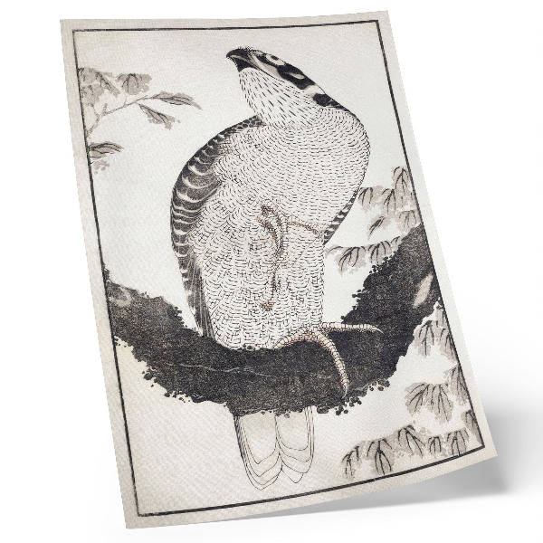Affiche décorative L'Oiseau de Katsushika Hokusai, extrait de l'Album de croquis (1814), estampe japonaise ancienne.