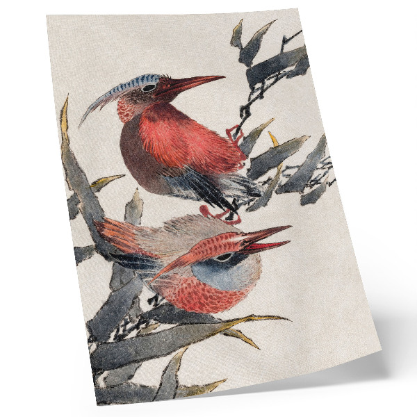 Décoration murale Oiseaux de Katsushika Hokusai, extraits de l'Album de croquis (1814), estampes japonaises anciennes sur bois