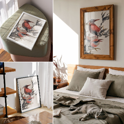 Décoration murale Oiseaux de Katsushika Hokusai, extraits de l'Album de croquis (1814), estampes japonaises anciennes sur bois