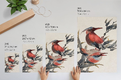 Décoration murale Oiseaux de Katsushika Hokusai, extraits de l'Album de croquis (1814), estampes japonaises anciennes sur bois