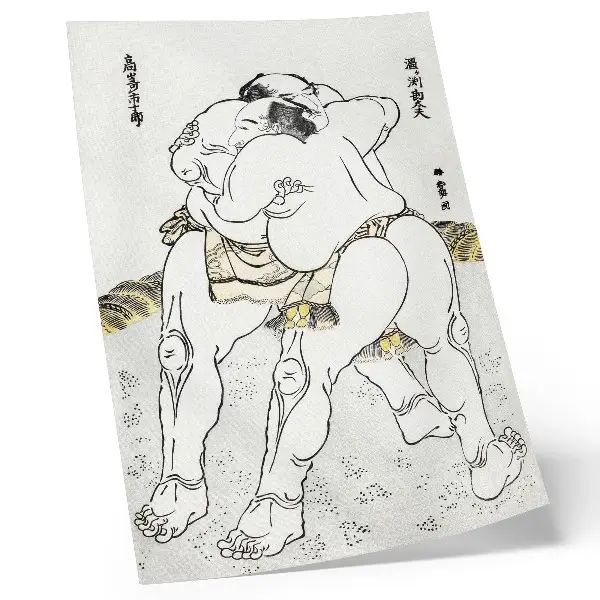 Affiche décorative Lutteurs de sumo par Katsushiki Hokusai estampe japonaise d'époque (1760-1849)