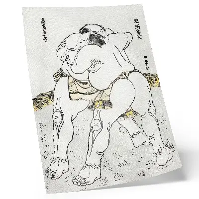 Affiche décorative Lutteurs de sumo par Katsushiki Hokusai estampe japonaise d'époque (1760-1849)