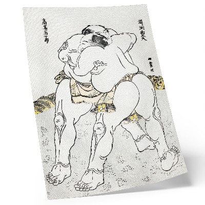 Affiche décorative Lutteurs de sumo par Katsushiki Hokusai (1760-1849), estampe japonaise d'époque