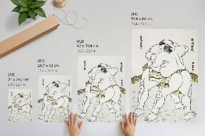 Affiche décorative Lutteurs de sumo par Katsushiki Hokusai (1760-1849), estampe japonaise d'époque