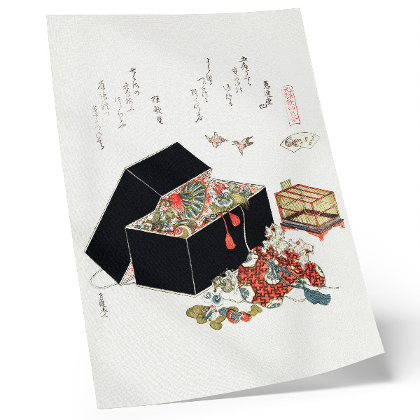 Impression sur toile Boîte à bijoux japonaise d'Hokusai (1822)
