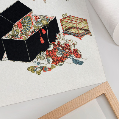 Impression sur toile Boîte à bijoux japonaise d'Hokusai (1822)
