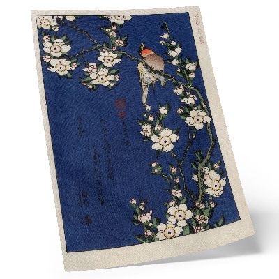 Impression sur toile Katsushika Hokusai (1760-1849), Rouge-gorge sur une branche de fleurs de cerisier