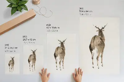 Affiche décorative Cerf de Katsushiki Hokusai illustration animale vintage de 1904