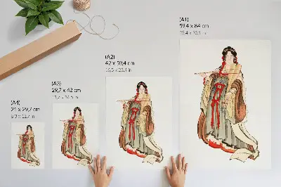 Décoration murale représentation de la déesse Benten par Katsushika Hokusai, illustration japonaise du XVIIIe au XIXe siècle