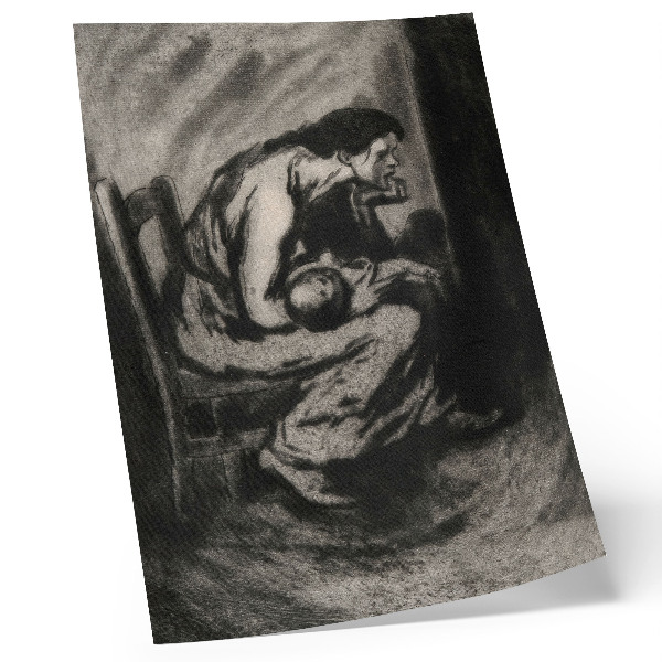 Décoration murale Une femme désespérément malheureuse serre dans ses bras son enfant malade, 1902.