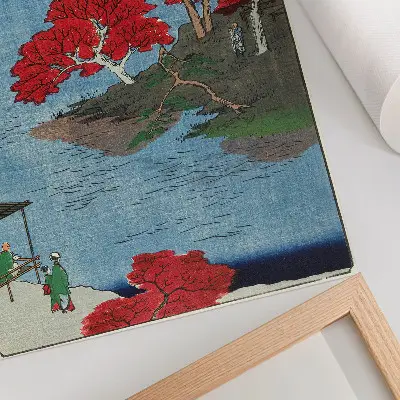 Impression sur toile Automne au temple Akiba à Ukiji (1857), reproduction d'estampe japonaise par Utagawa Hiroshige