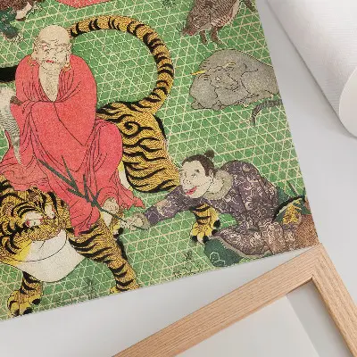 Impression sur toile vannerie réalisée par l'artisan Ichida Shōshichirō de Naniwa, estampe japonaise historique d'Utagawa Hiroshige (1819)