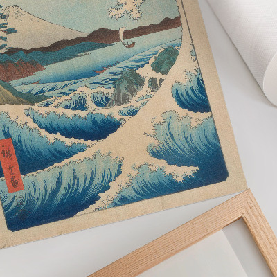 Affiche décorative Une grande vague sur la plage de Satta à Suruga, tirée de la série Trente-six vues du Fuji (Fuji Sanjuroku Kei) d'Utagawa Kuniyos