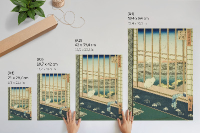 Décoration murale Les rizières d'Asakusa et le festival Torinomachi, extraits de la série Cent vues célèbres d'Edo par Hiroshige