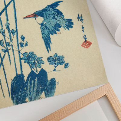 Impression sur toile Martin-pêcheur et monochorie par Utagawa Hiroshige