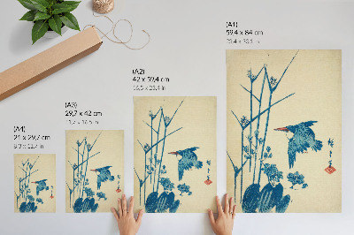 Impression sur toile Martin-pêcheur et monochorie par Utagawa Hiroshige