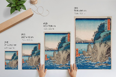 Décoration murale Entrée de la grotte sur l'île d'Enoshima dans la province de Sagami, no. 15, par Utagawa Hiroshige