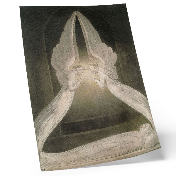 Impression sur toile Le Christ au tombeau, gardé par des anges (1805), aquarelle de William Blake