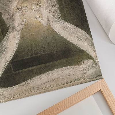 Impression sur toile Le Christ au tombeau, gardé par des anges (1805), aquarelle de William Blake