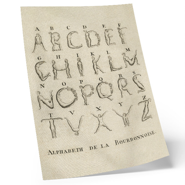 Décoration murale L'alphabet nu ; Alphabet de la Bourbonnoise (1790)