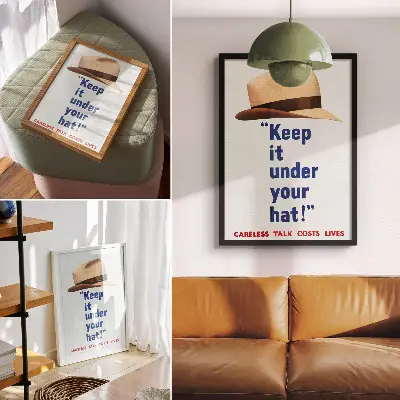 Affiche décorative Gardez-le sous votre chapeau ! des années 1940 éditée par St. Michael's Press Ltd en haute résolution