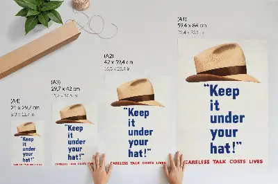 Affiche décorative Gardez-le sous votre chapeau ! des années 1940 éditée par St. Michael's Press Ltd en haute résolution